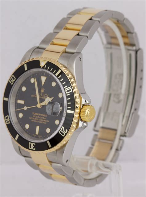 rolex submariner two tone black replica|rolex 16613 vs 16613t.